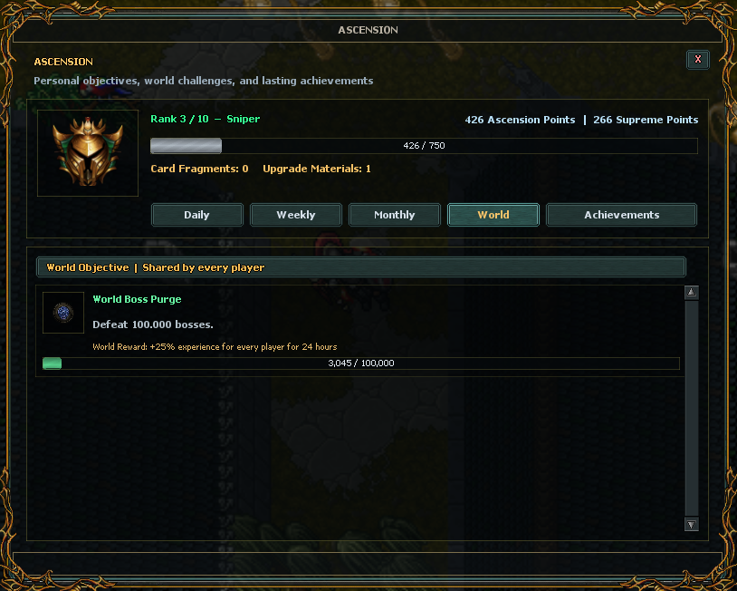 Ascension, Objectives, and Achievements 4